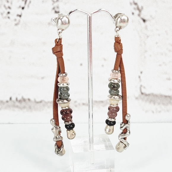 2016 Uno de 50 "Liana" Beaded Leather Pierced Earrings PEN0495 - Picture 2 of 12